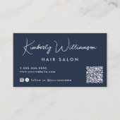 Chic Signature Script QR Code Blauw Visitekaartje (Voorkant)