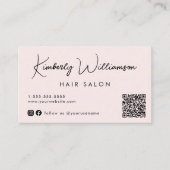 Chic Signature Script QR Code Pink Visitekaartje (Voorkant)