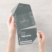 Chic Silglitter confetti sage green bruiloft All In One Uitnodiging (Afscheurbaar)