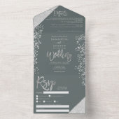 Chic Silglitter confetti sage green bruiloft All In One Uitnodiging (Binnen)