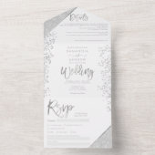 Chic Silglitter confetti white bruiloft All In One Uitnodiging (Binnen)