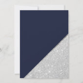 Chic Silglitter script navy blue bruiloft foto Kaart (Achterkant)