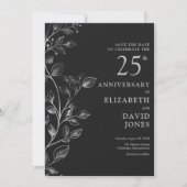 Chic Silver 25th Wedding Jubileum Bewaar de datum Save The Date (Voorkant)