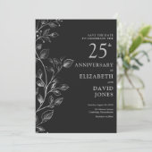 Chic Silver 25th Wedding Jubileum Bewaar de datum Save The Date (Staand voorkant)