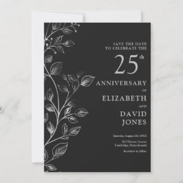 Chic Silver 25th Wedding Jubileum Bewaar de datum Save The Date