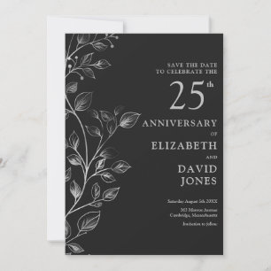 Chic Silver 25th Wedding Jubileum Bewaar de datum Save The Date
