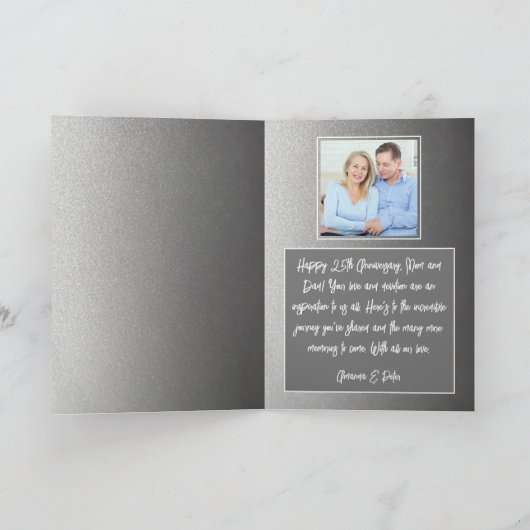 Chic Silver 3 foto's 25e bruiloft Jubileum Kaart (Binnen)