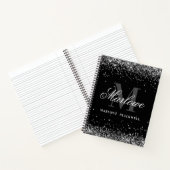 Chic Silver Black en White Monogram Glitter Notitieboek (Binnen)