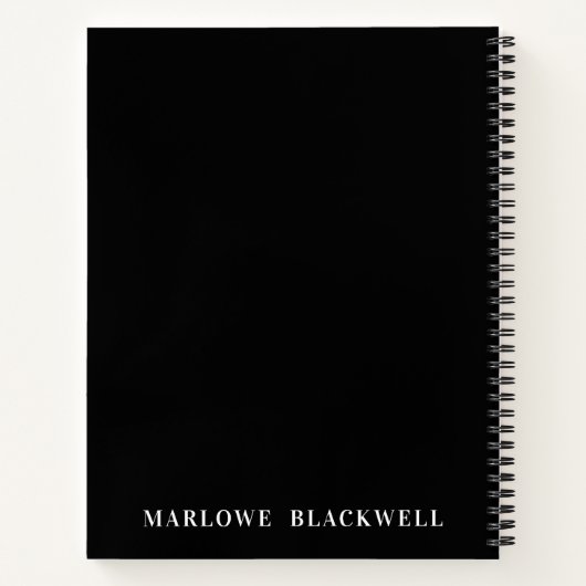 Chic Silver Black en White Monogram Glitter Notitieboek (Achterkant)