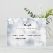 Chic Silver Bokeh Light Wedding Rsvp Kaart (Staand voorkant)