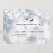 Chic Silver Bokeh Light Wedding Rsvp Kaart (Voorkant / Achterkant)