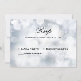 Chic Silver Bokeh Light Wedding Rsvp Kaart