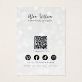 Chic Silver Bokeh Wavy Hair Jewelry Display Card Visitekaartje (Achterkant)