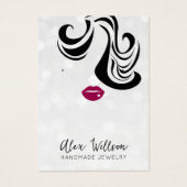 Chic Silver Bokeh Wavy Hair Jewelry Display Card Visitekaartje (Voorkant)