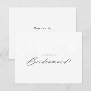 Chic Silver Bridesmaid-voorstelkaart Notitiekaartje