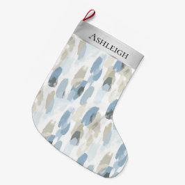 Chic Silver Cream Blauw Wit Abstract Kerst Grote Kerstsok