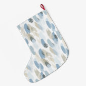 Chic Silver Cream Blauw Wit Abstract Kerst Grote Kerstsok (Achterkant (Hangend))