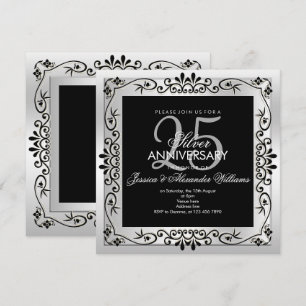 Chic Silver Decorative Framed 25th Jubileum Kaart