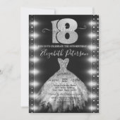 Chic Silver Dress Confetti Lights 18e verjaardag Kaart (Voorkant)