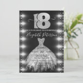 Chic Silver Dress Confetti Lights 18e verjaardag Kaart (Staand voorkant)