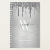 Chic Silver Dripping Glitter Monogram Name 2022 Planner (Voorkant)