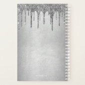 Chic Silver Dripping Glitter Monogram Name 2022 Planner (Achterkant)