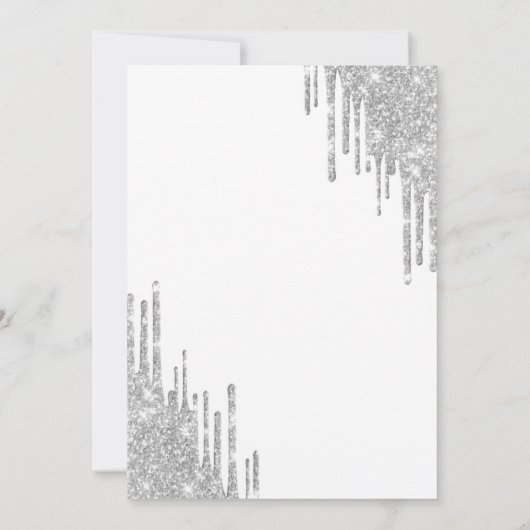 Chic Silver Drips,Eiffel Tower Peonies Sweet 16 Kaart (Achterkant)