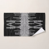 Chic Silver Driving Glitter Monogram Naam Bad Handdoek (Handdoek)