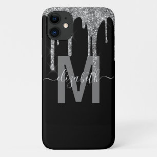 Chic Silver Driving Glitter Monogram Naam Case-Mate iPhone Case