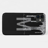 Chic Silver Driving Glitter Monogram Naam Case-Mate iPhone Case (Achterkant (horizontaal))