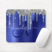 Chic Silver Driving Glitter Paars Metal Monogram Muismat (Met muis)