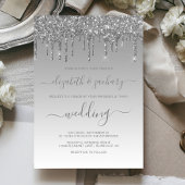 Chic Silver Driving Glitter Wedding Kaart