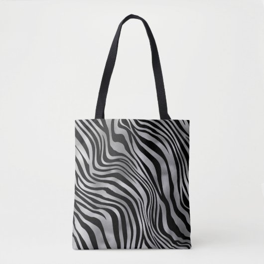 Chic Silver en Black Tiger Animal Print Tote Bag (Voorkant)