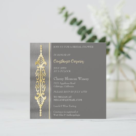 Chic Silver en Gold Bridal Shower Kaart (Staand voorkant)