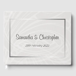 Chic Silver en Grey Damask Swirls Wedding Gastenboek