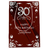 Chic Silver Floral Lijst Bourgogne 30e verjaardag Medium Cadeauzakje (Voorkant)