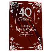 Chic Silver Floral Lijst Bourgogne 40e verjaardag Medium Cadeauzakje (Voorkant)