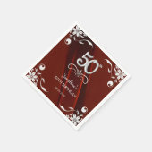 Chic Silver Floral Lijst Bourgogne 50e verjaardag Servet (Hoek)