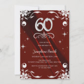 Chic Silver Floral Lijst Bourgogne 60e verjaardag Kaart (Voorkant)