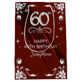 Chic Silver Floral Lijst Bourgogne 60e verjaardag Medium Cadeauzakje (Voorkant)