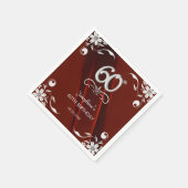 Chic Silver Floral Lijst Bourgogne 60e verjaardag Servet (Hoek)