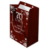 Chic Silver Floral Lijst Bourgogne 70e verjaardag Medium Cadeauzakje (Achterkant Gekanteld)