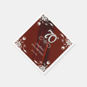 Chic Silver Floral Lijst Bourgogne 70e verjaardag Servet (Hoek)