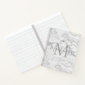 Chic Silver Foil Classic Marble Monogram Notitieboek (Binnen)