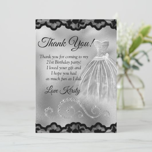 Chic Silver Foil Diamonds elke dag  Bedankkaart (Staand voorkant)