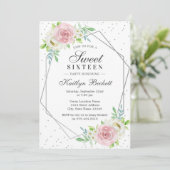 Chic Silver Foil Floral Sweet 16 Birthday Kaart (Staand voorkant)