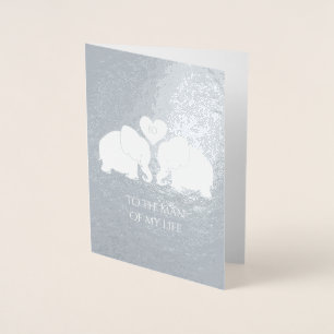 Chic Silver Foil Hart Olifanten 10e Jubileum Folie Kaarten