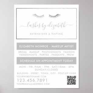 Chic Silver Foil Lashes Beauty Makeup Artist Poster