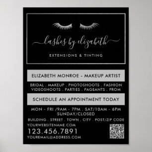 Chic Silver Foil Lashes Beauty Makeup Artist Poster