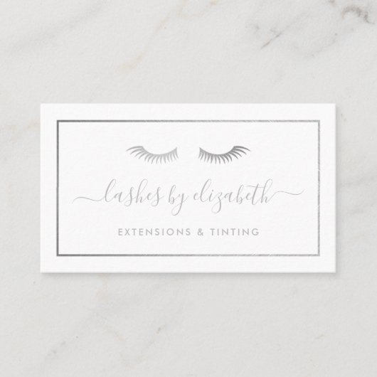 Chic Silver Foil Lashes Beauty Makeup Artist Visitekaartje (Voorkant)